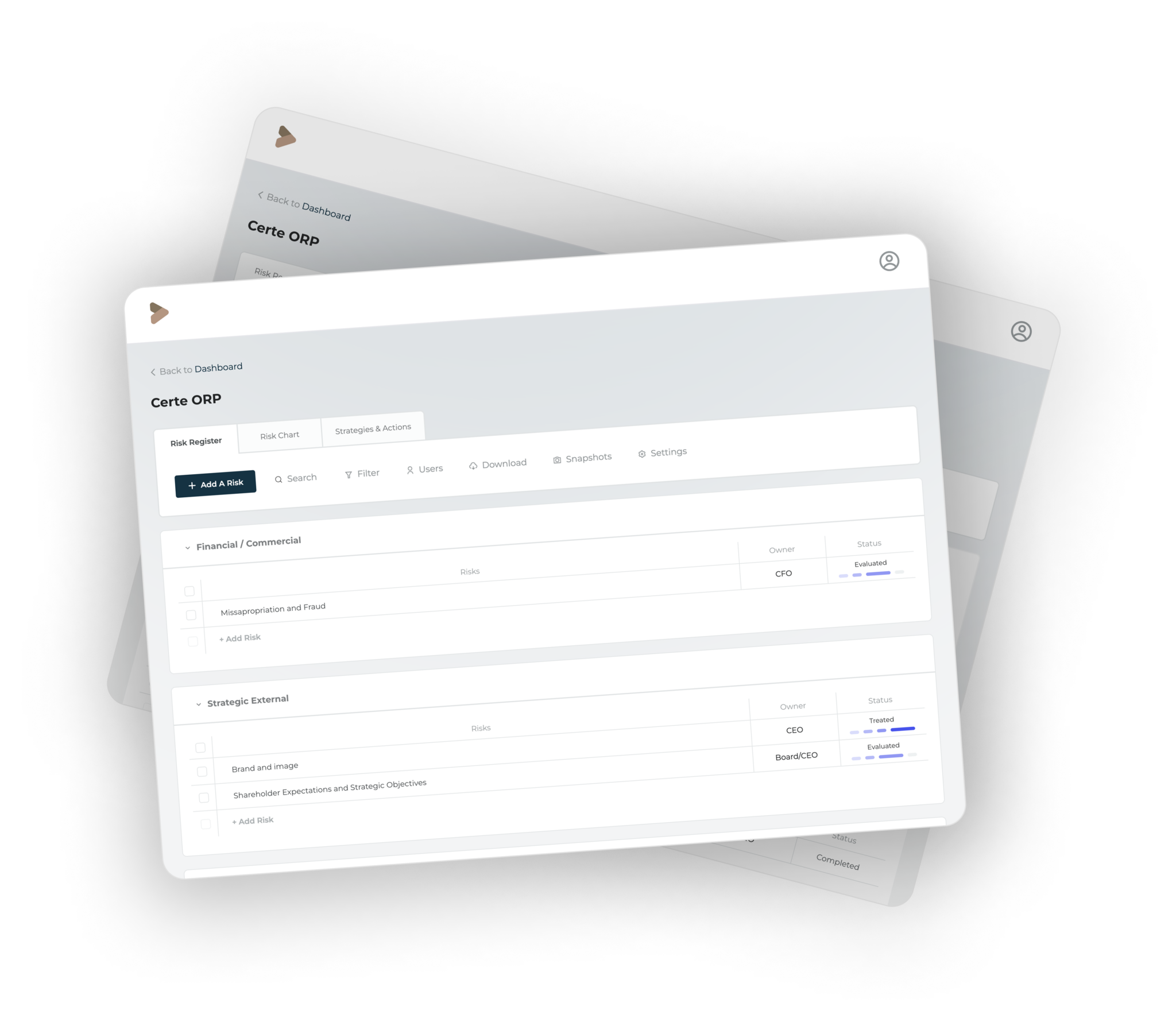 The CERTE governance platform dashboard